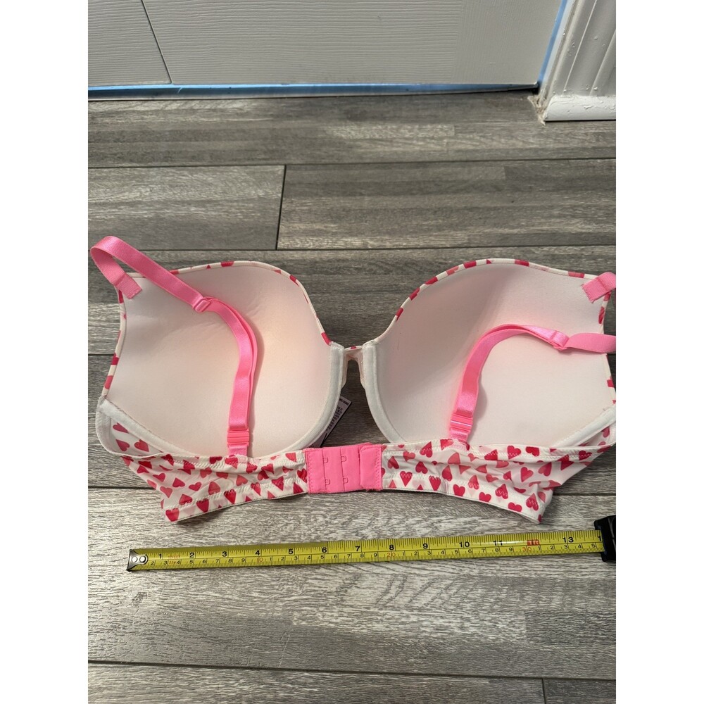 VICTORIA’S SECRET Valentines White Red Pink Hearts Push Up Underwire Bra 38DD - Picture 9 of 9